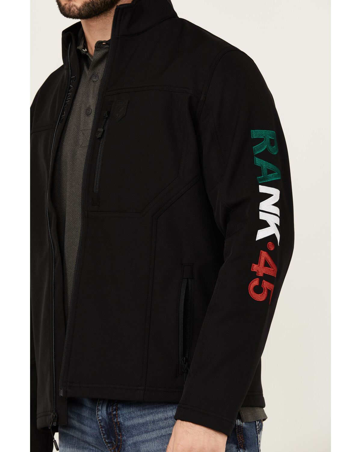 Image #4 - RANK 45® Men's Mexico Embroidered Seal Softshell Jacket, Black, hi-res