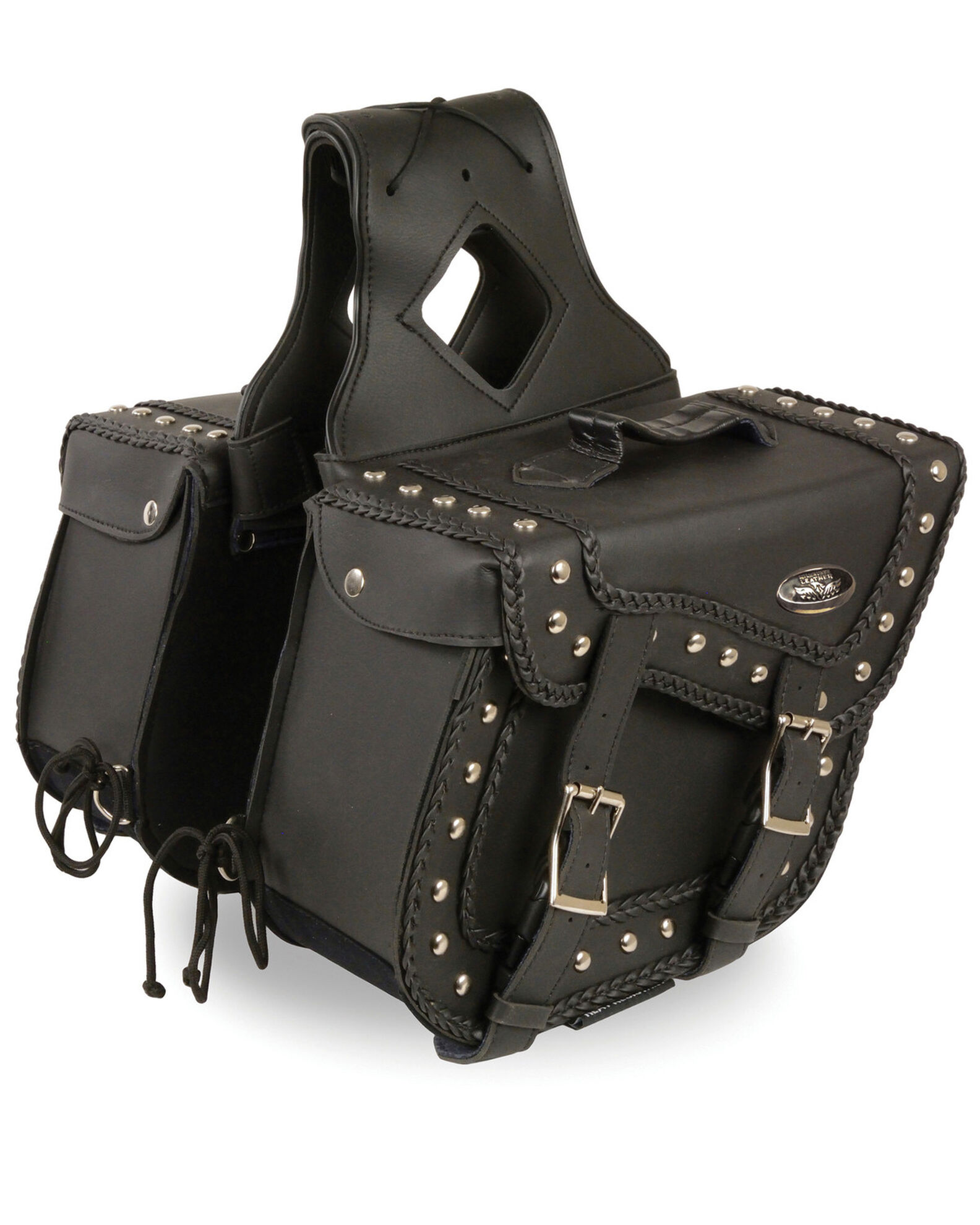 Milwaukee Leather Medium Braided Zip Off PVC Throw Over Saddle Bag