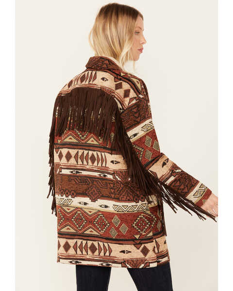 Image #4 - Shyanne Women's Tribal Tapestry Fringe Coat , Medium Brown, hi-res