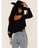 Shyanne Women's Floral Embroidered Off-Shoulder Crop Top, Black, hi-res
