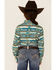 Image #3 - RANK 45® Girls' Southwestern Print Long Sleeve Pearl Snap Western Shirt, , hi-res