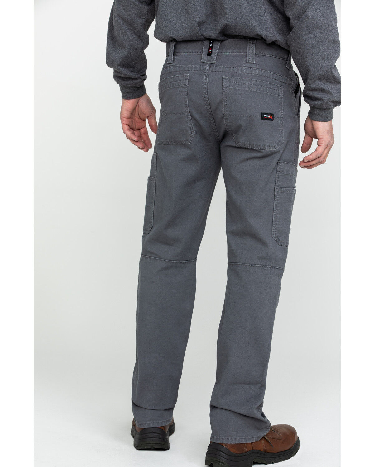 Image #2 - Ariat Men's FR M5 Duralight Stretch Canvas Straight Work Pants, Grey, hi-res