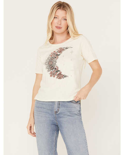 Image #1 - Shyanne Women's Moon Graphic Short Sleeve Tee, Off White, hi-res