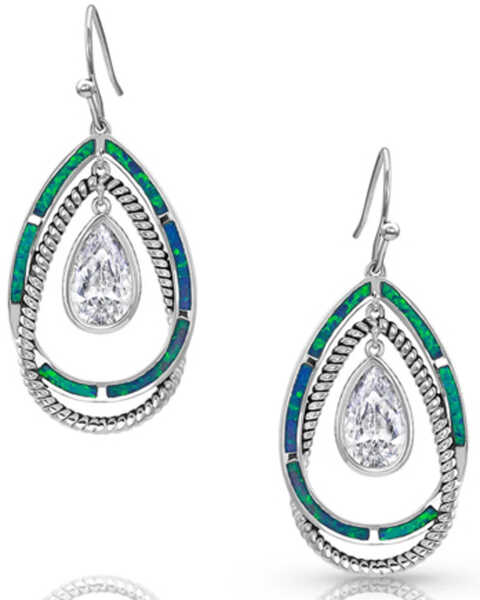 Montana Silversmiths Women's Opal Ribbons Teardrop Earrings, Silver, hi-res
