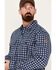 Image #2 - Hawx Men's FR Plaid Print Lightweight Button-Down Stretch Work Shirt, Blue, hi-res
