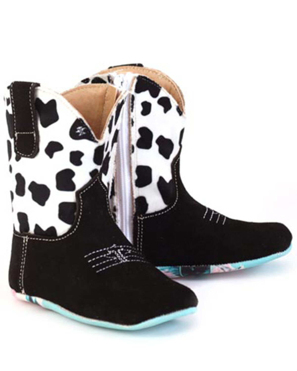 Image #1 - Tin Haul Infant Girls' Cow-A-Bunga Western Boots - Broad Square Toe, Black, hi-res