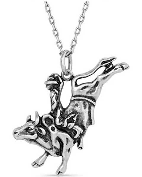 Image #1 - Montana Silversmiths Men's Bull Rider Pendant Necklace , Silver, hi-res