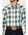 Image #3 - Roper Men's Amarillo Plaid Print Long Sleeve Snap Western Shirt, Turquoise, hi-res