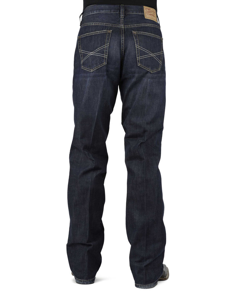 Stetson Men's 1312 Relaxed Fit Bootcut Jeans with Flag Detail , Denim, hi-res