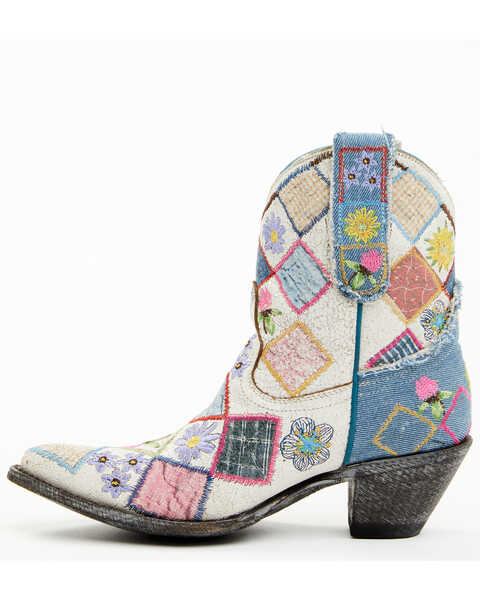Image #3 - Yippee Ki Yay by Old Gringo Women's Heirloom Short Embroidered Patchwork Booties - Pointed Toe, White, hi-res