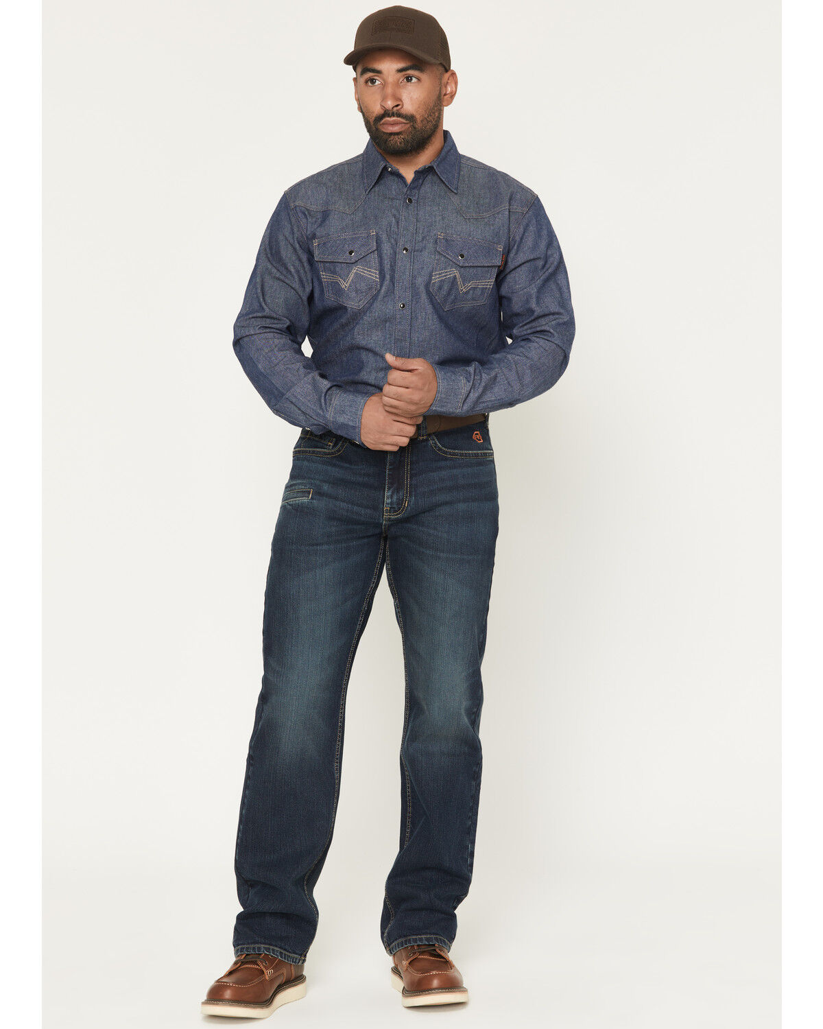 Image #1 - Hawx Men's FR Grinder Dark Wash Straight Denim Jeans, Indigo, hi-res