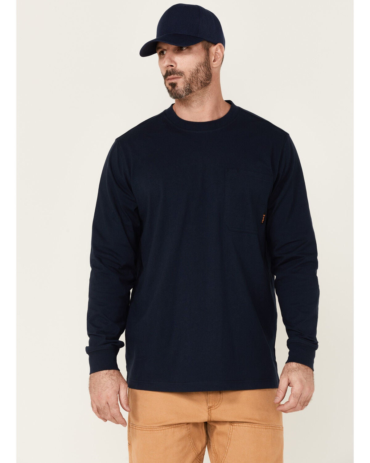 Hawx Men's Solid Navy Forge Long Sleeve Work Pocket T-Shirt - Tall, Navy, hi-res