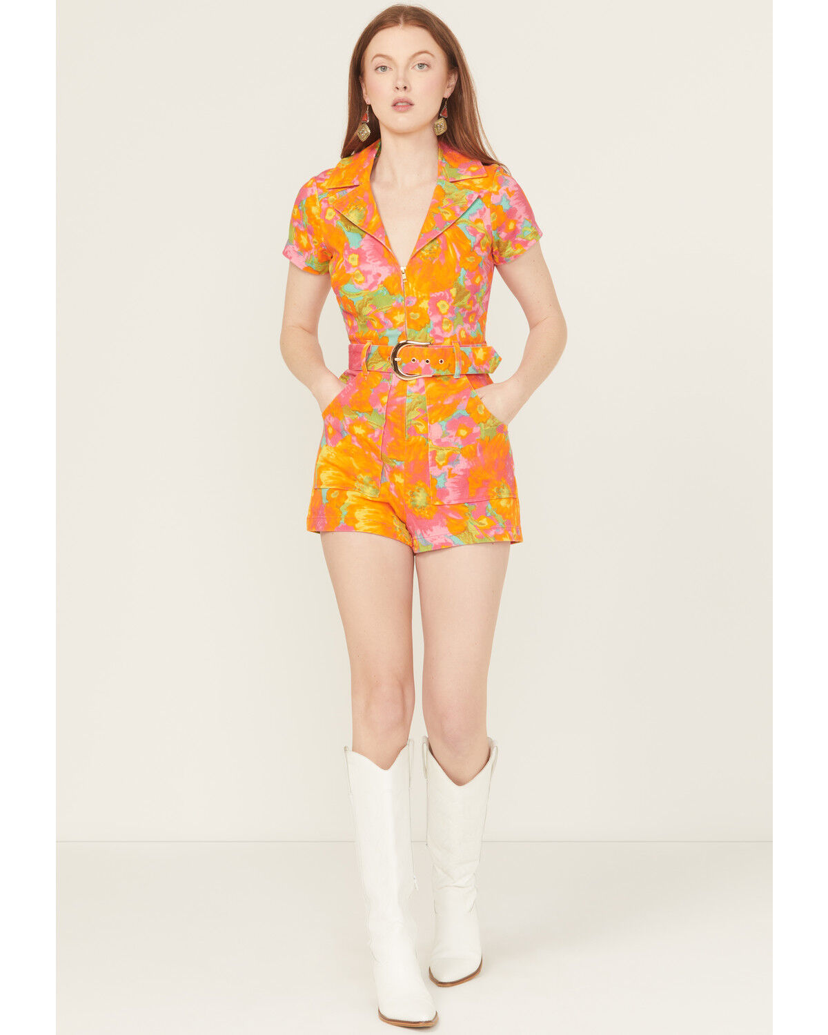 Image #1 - Show Me Your Mumu Women's Outlaw Floral Print Short Sleeve Romper, Multi, hi-res