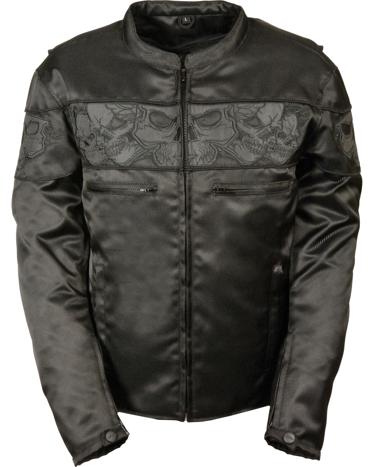 Image #1 - Milwaukee Leather Men's Reflective Skulls Textile Jacket, Black, hi-res