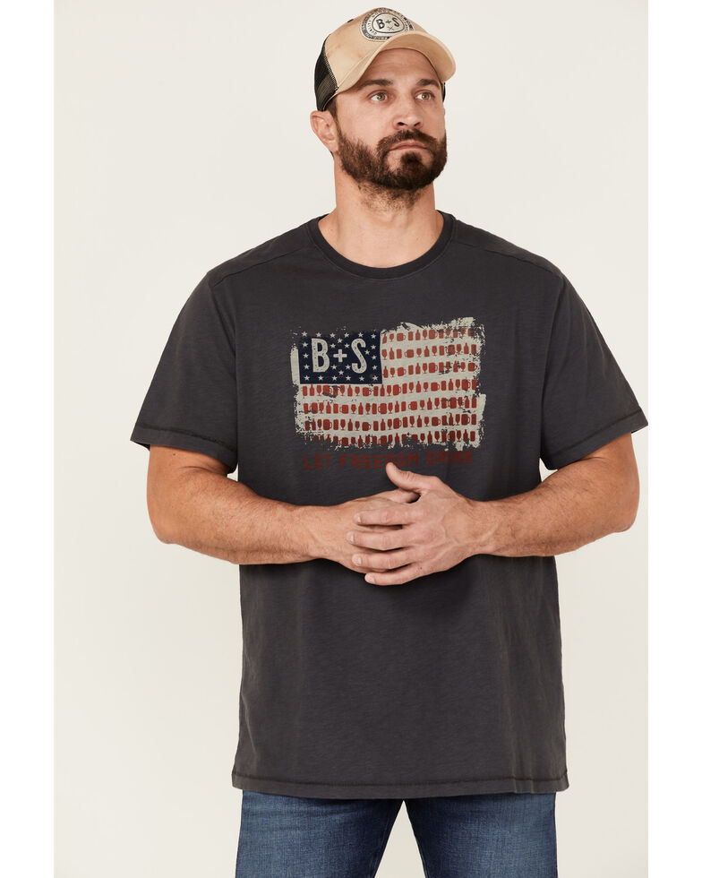 Brothers & Sons Men's Let Freedom Drink Slub Graphic T-Shirt , Brown, hi-res