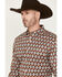 Image #2 - RANK 45® Men's Multaz Southwestern Print Geo Print Long Sleeve Button-Down Performance Stretch Western Shirt, Teal, hi-res