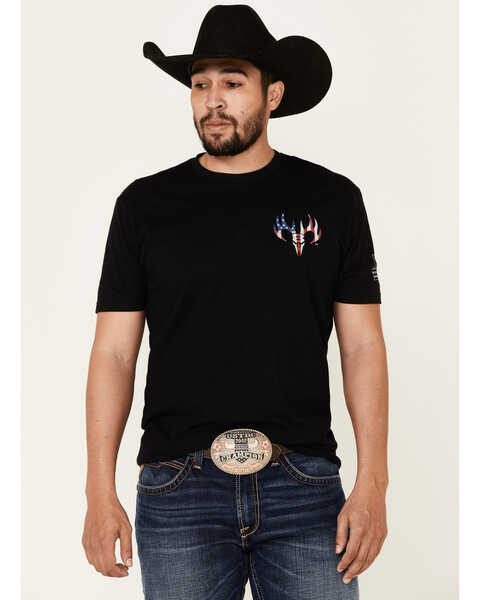 Image #1 - Buck Wear Men's Never Give Up Flag Graphic T-Shirt , Black, hi-res