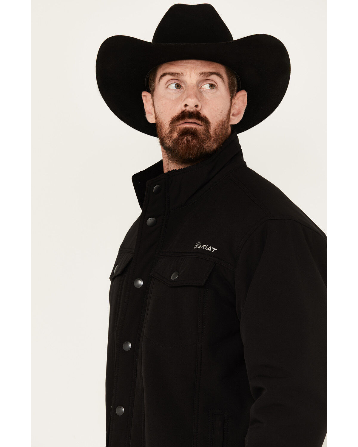 Image #2 - Ariat Men's Vernon Sherpa 2.0 Snap Softshell Jacket, Black, hi-res
