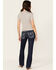 Image #1 - Miss Me Women's Dark Wash Mid Rise Border Pocket Bootcut Stretch Denim Jeans, Dark Wash, hi-res