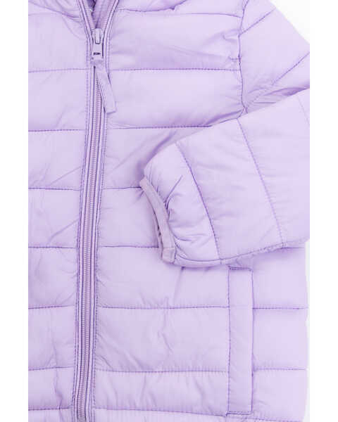 Image #2 - Urban Republic Youth Girls' Quilted Packable Puffer Hooded Jacket, Purple, hi-res