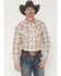 Image #1 - Wrangler Retro Men's Plaid Print Long Sleeve Snap Western Shirt, Tan, hi-res