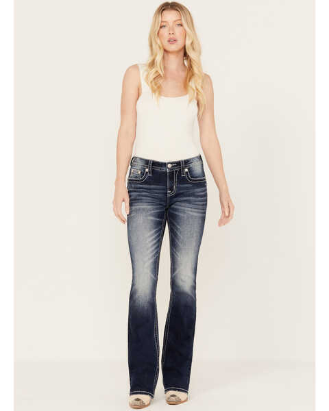 Image #3 - Miss Me Women's Mid Rise Bootcut Jeans, Dark Wash, hi-res