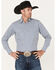 Image #1 - Ely Walker Men's Geo Print Long Sleeve Pearl Snap Western Shirt, Blue, hi-res