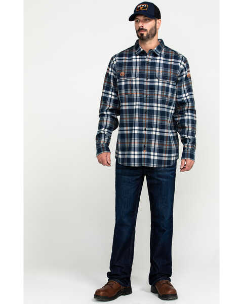 Image #6 -  Hawx Men's FR Plaid Print Long Sleeve Woven Work Shirt , Blue, hi-res