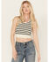 Image #1 - By Together Women's Striped Seamless Racerback Brami, Black/white, hi-res