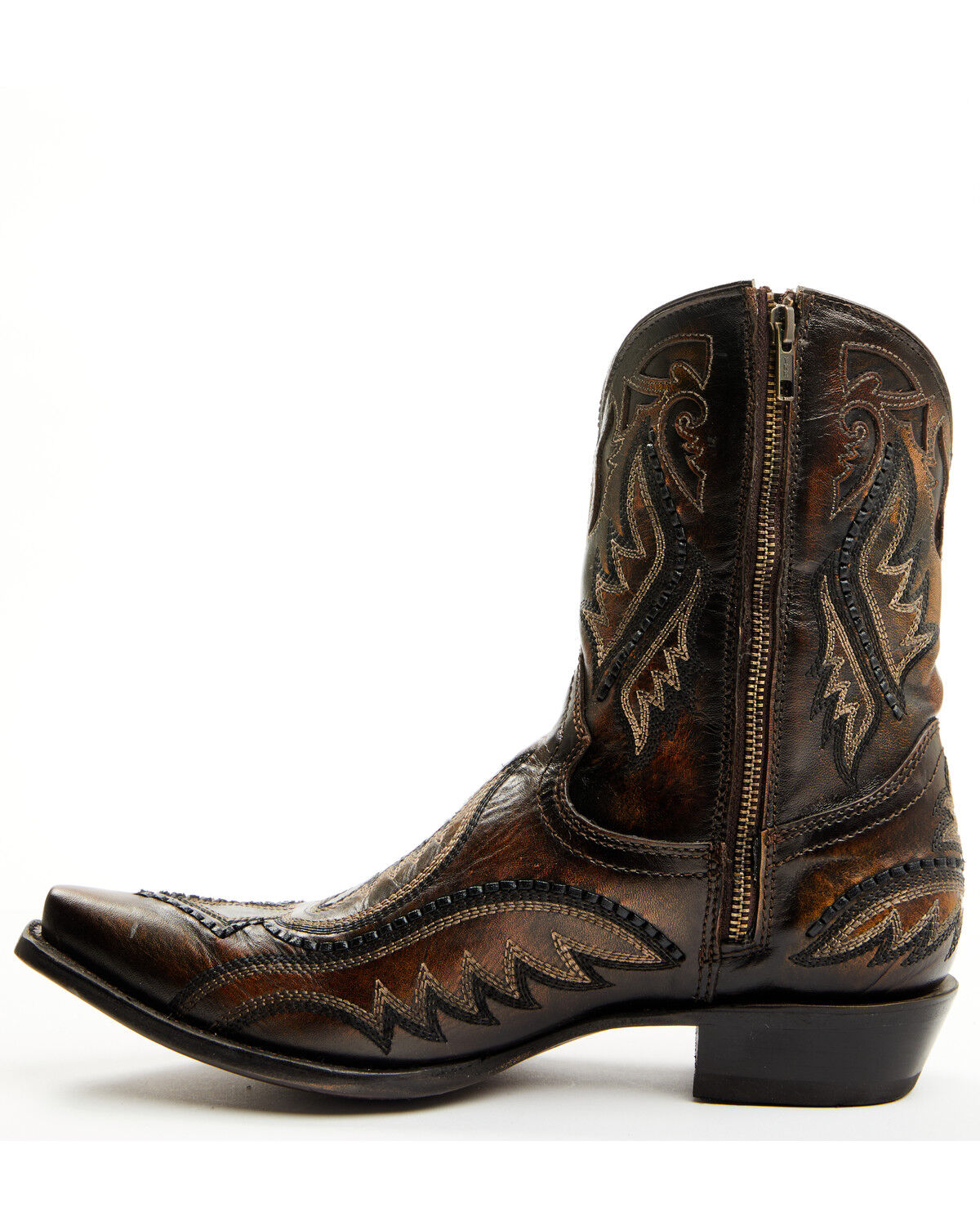 Image #3 - Corral Men's Inlay And Embroidered Short Western Boots - Snip Toe, Red, hi-res