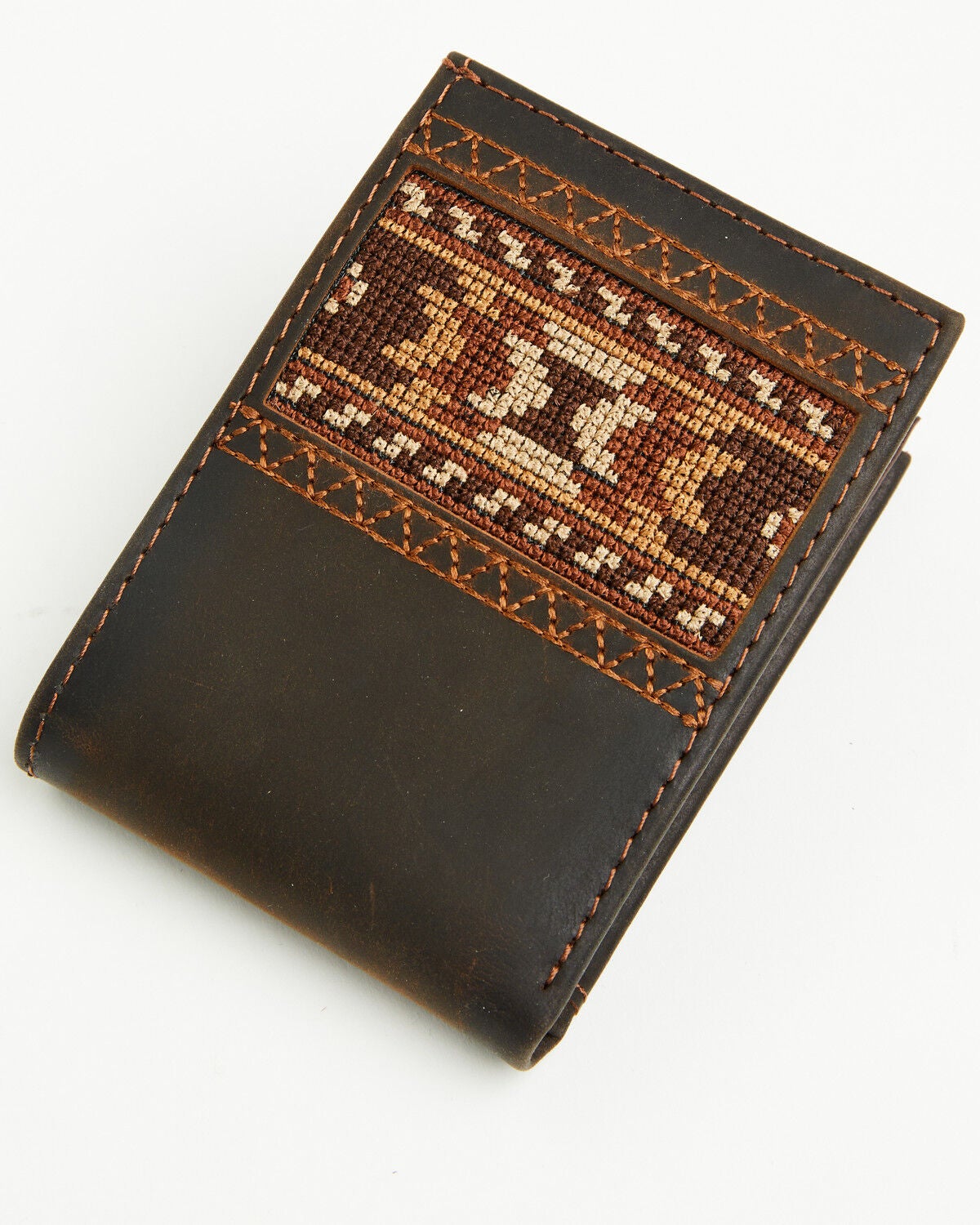 Image #1 - Cody James Men's Southwestern Bifold Leather Wallet, Dark Brown, hi-res