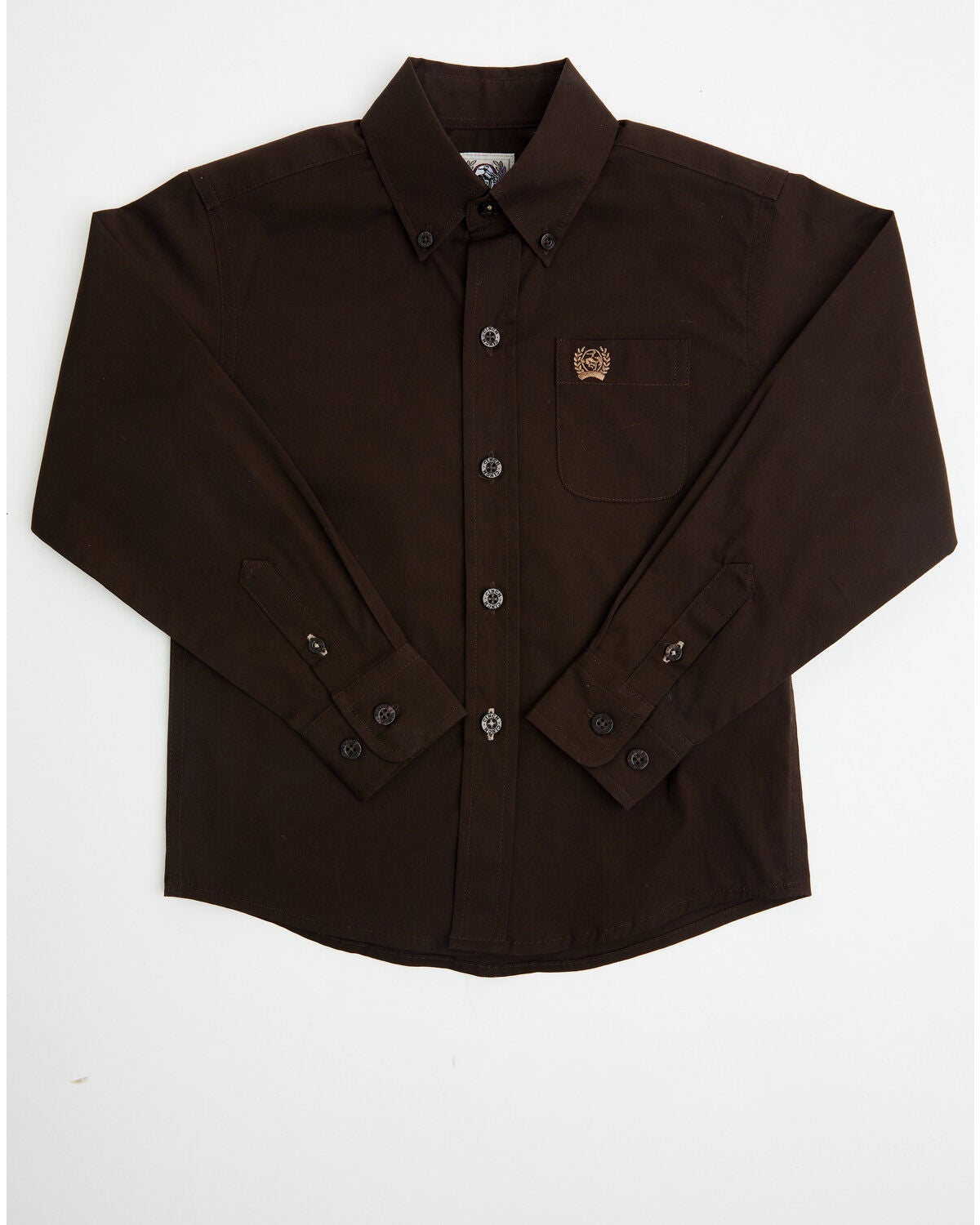 Cinch Toddler Boys' Solid Long Sleeve Button-Down Stretch Western Shirt, Brown, hi-res