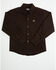 Image #1 - Cinch Toddler Boys' Solid Long Sleeve Button-Down Stretch Western Shirt, Brown, hi-res
