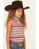 Image #2 - Cowgirl Hardware Girls' Vintage Southwestern Print Sleeveless Snap Western Shirt, Burgundy, hi-res