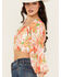 Image #2 - Flying Tomato Women's Floral Long Sleeve Crop Top , White, hi-res