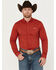 Kimes Ranch Men's Solid Long Sleeve Button Down Western Shirt, Red, hi-res