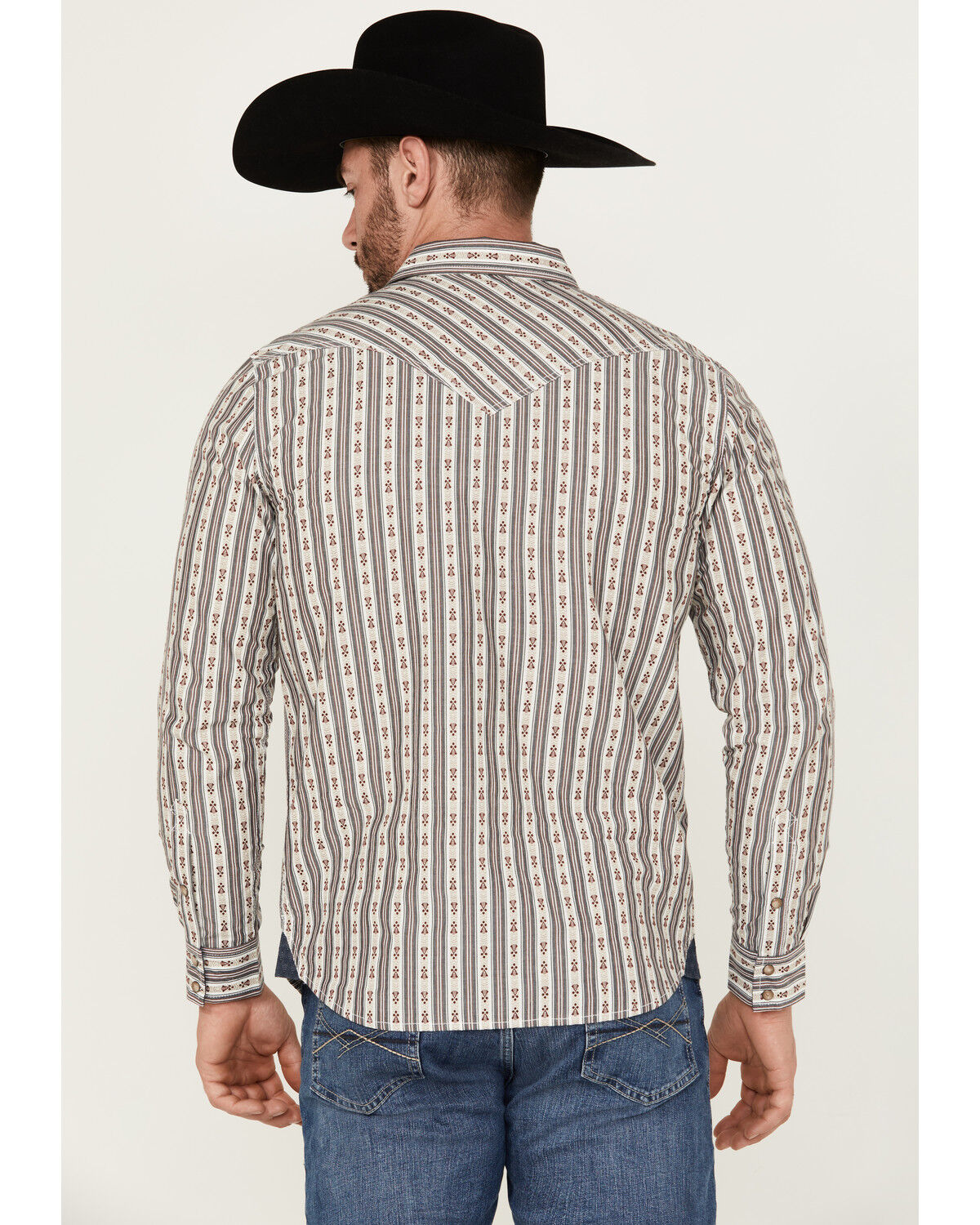 Image #4 - Moonshine Spirit Men's Southern Boy Striped Long Sleeve Pearl Snap Western Shirt, Cream, hi-res