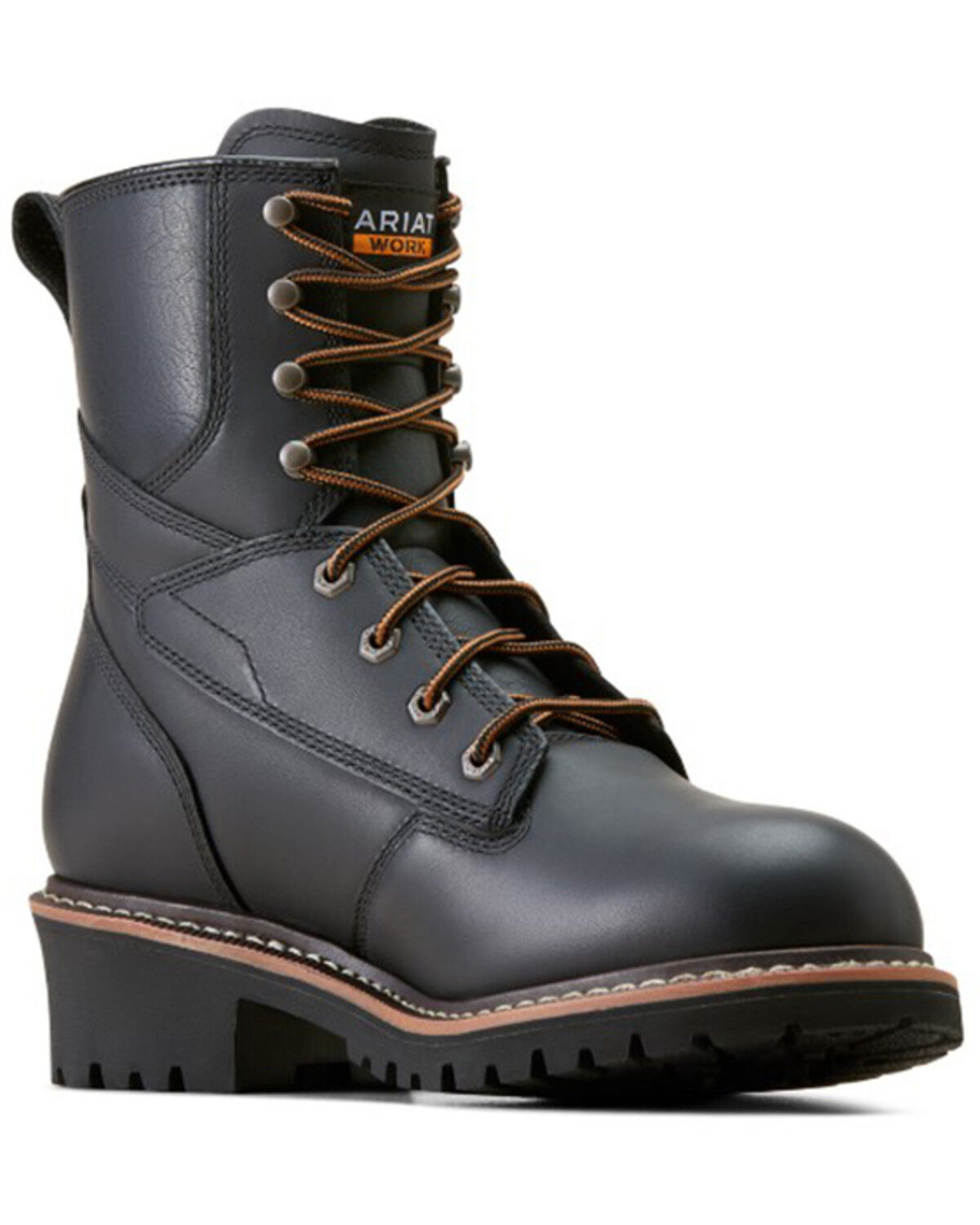 Image #1 - Ariat Men's 8" Logger Shock Shield Waterproof Work Boots - Soft Toe, Black, hi-res