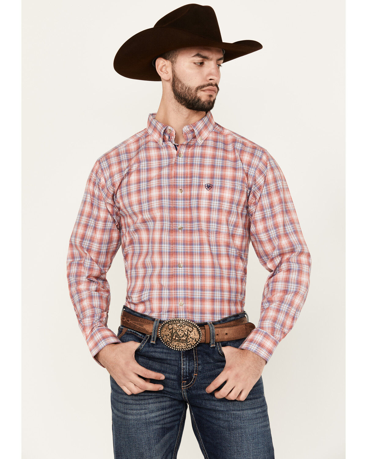 Image #1 - Ariat Men's Darvey Plaid Print Long Sleeve Button-Down Performance Western Shirt, , hi-res