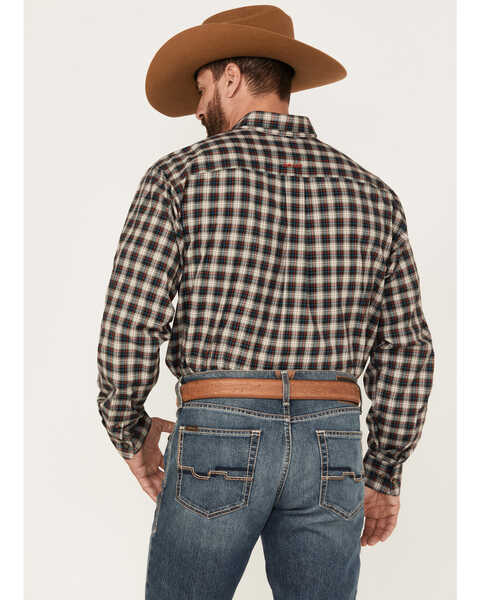 Image #4 - Ariat Men's Karter Plaid Print Long Sleeve Button-Down Stretch Western Shirt, Tan, hi-res