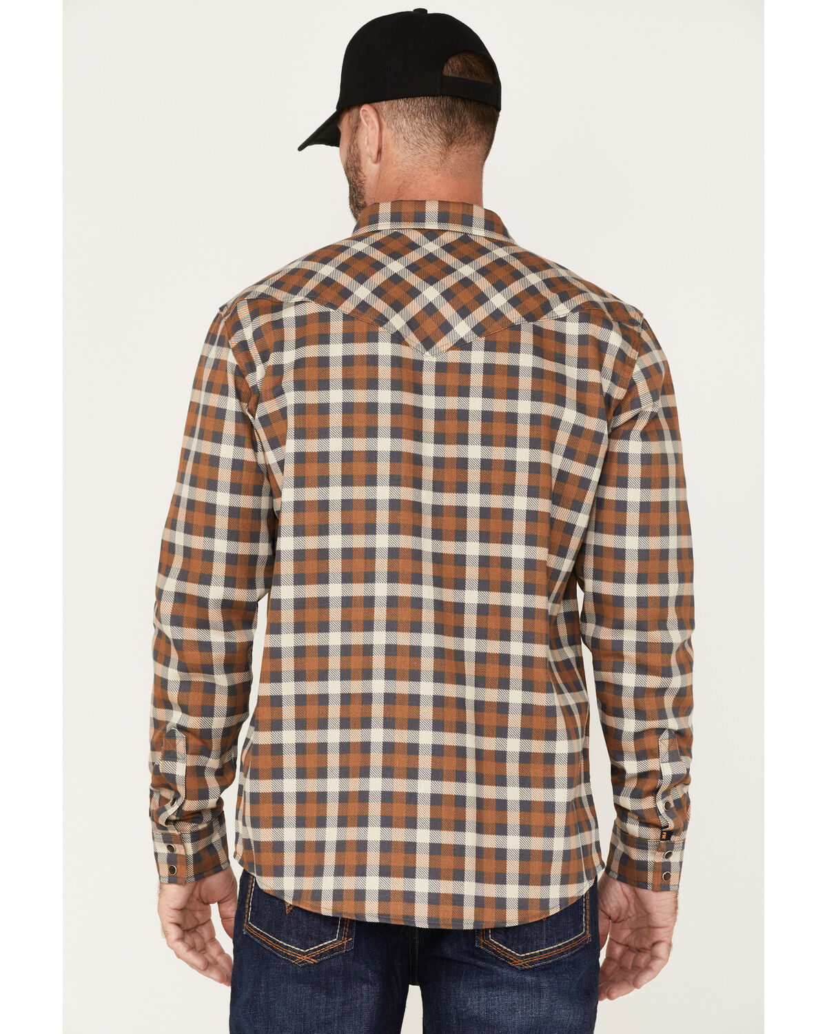 Image #4 - Cody James Men's FR Mini Buffalo Plaid Long Sleeve Snap Work Shirt, Beige/khaki, hi-res