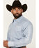 Image #2 - Wrangler Men's Geo Print Logo Long Sleeve Snap Western Shirt, Blue, hi-res