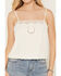Image #3 - Idyllwind Women's Sage Satin Lace Cami, Cream, hi-res