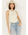 Rock & Roll Denim Women's Rib Corset Sleeveless Tank, Off White, hi-res