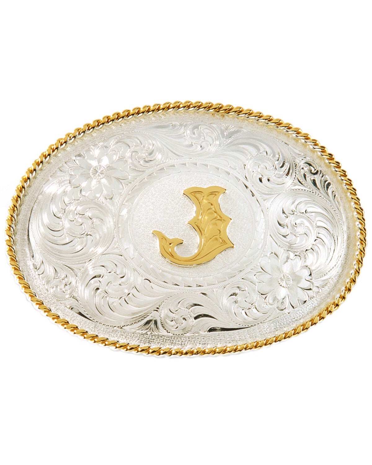 Montana Silversmiths Initial "J" Belt Buckle, Silver, hi-res