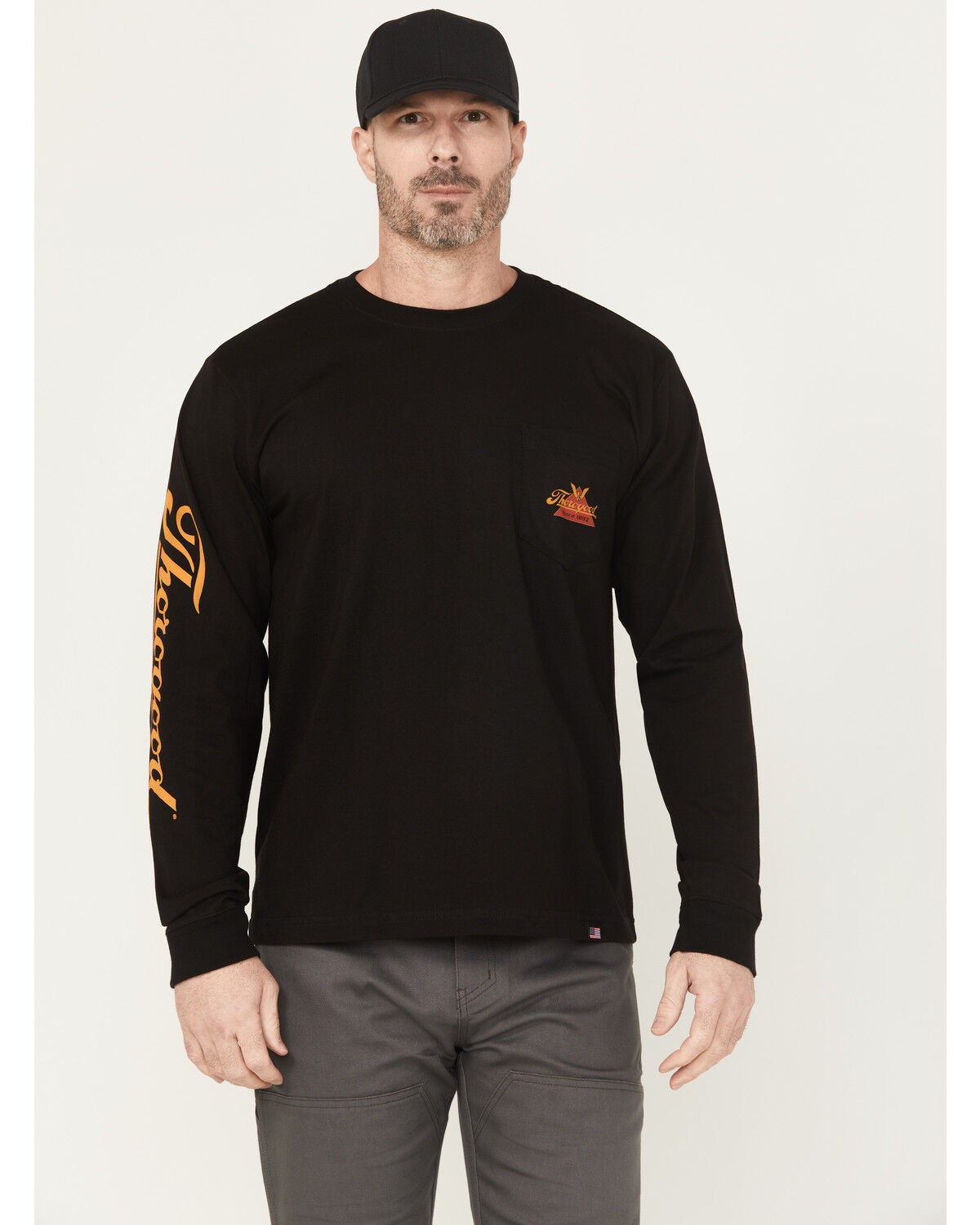 Image #2 - Thorogood Men's USA Logo Long Sleeve Work T-Shirt, Black, hi-res