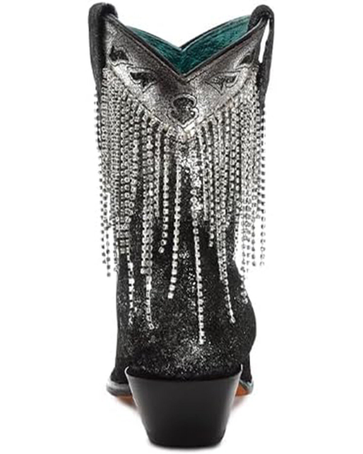 Image #4 - Corral Women's Overlay Crystal Fringe Booties - Snip Toe, Silver, hi-res