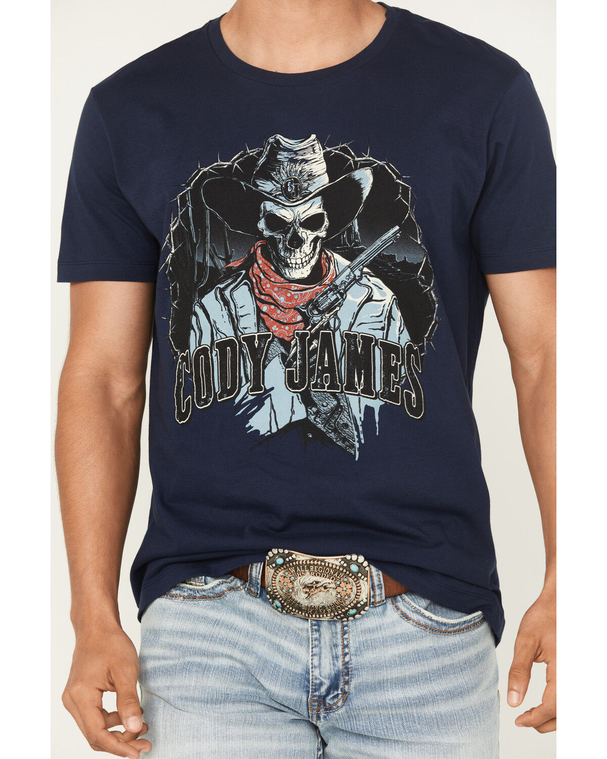 Image #3 - Cody James Men's Posse Gunslinger Short Sleeve Graphic T-Shirt, Navy, hi-res