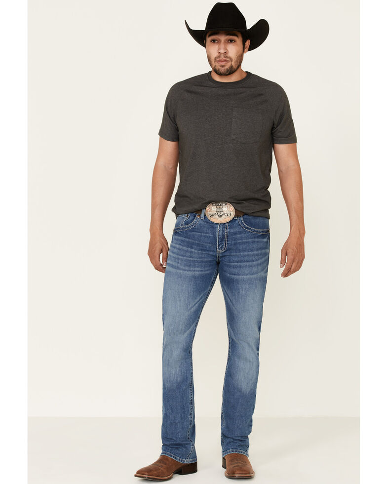 Rock 47 By Wrangler Men's Rockabilly Stretch Slim Bootcut Jeans , Blue, hi-res