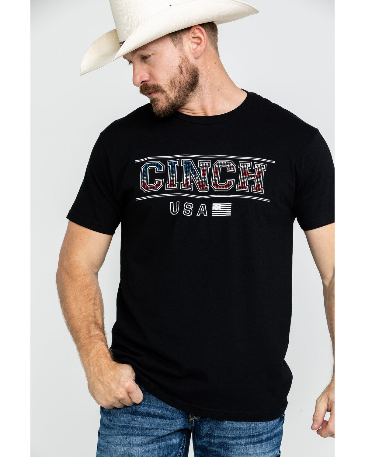 Image #5 - Cinch Men's Logo Flag Graphic T-Shirt, Black, hi-res